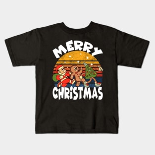 Merry Christmas. Santa Claus, Gingerbread man, Christmas tree Kids T-Shirt
